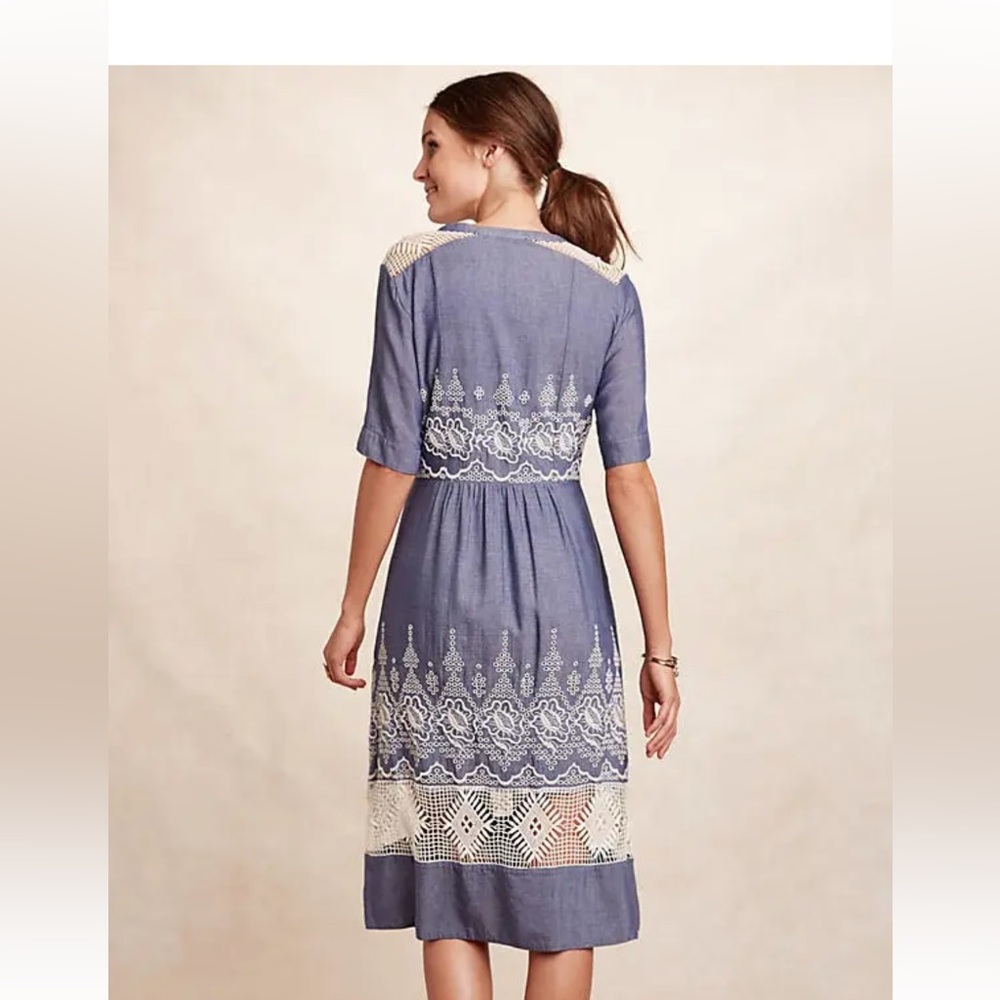 Anthropologie Moulinette Soeurs Embroidered Midi Dress size 2.